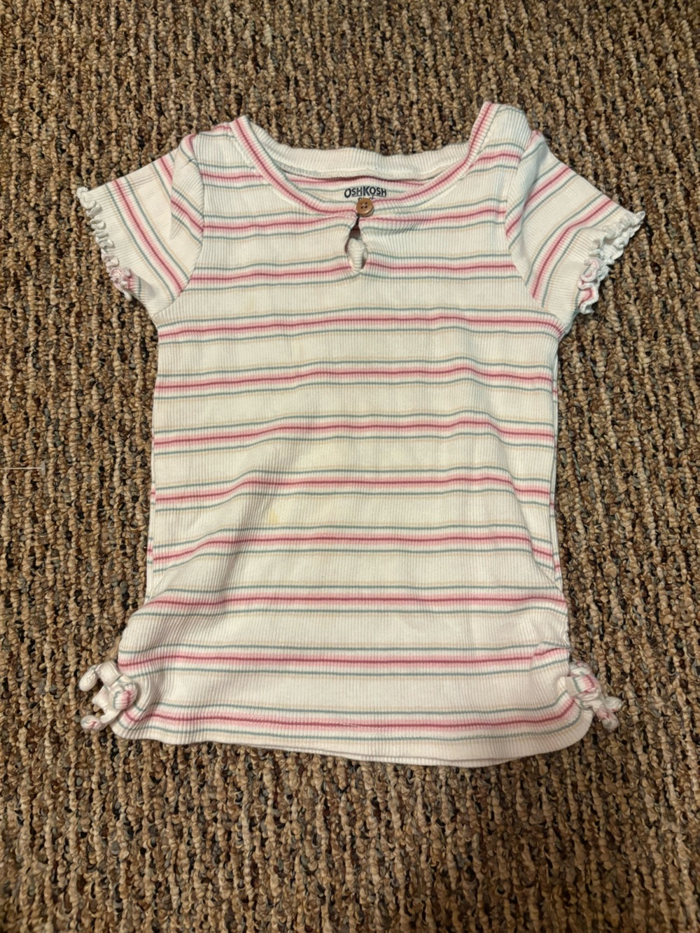 OshKosh B'gosh Cream Top with Pink and Light Blue Stripes